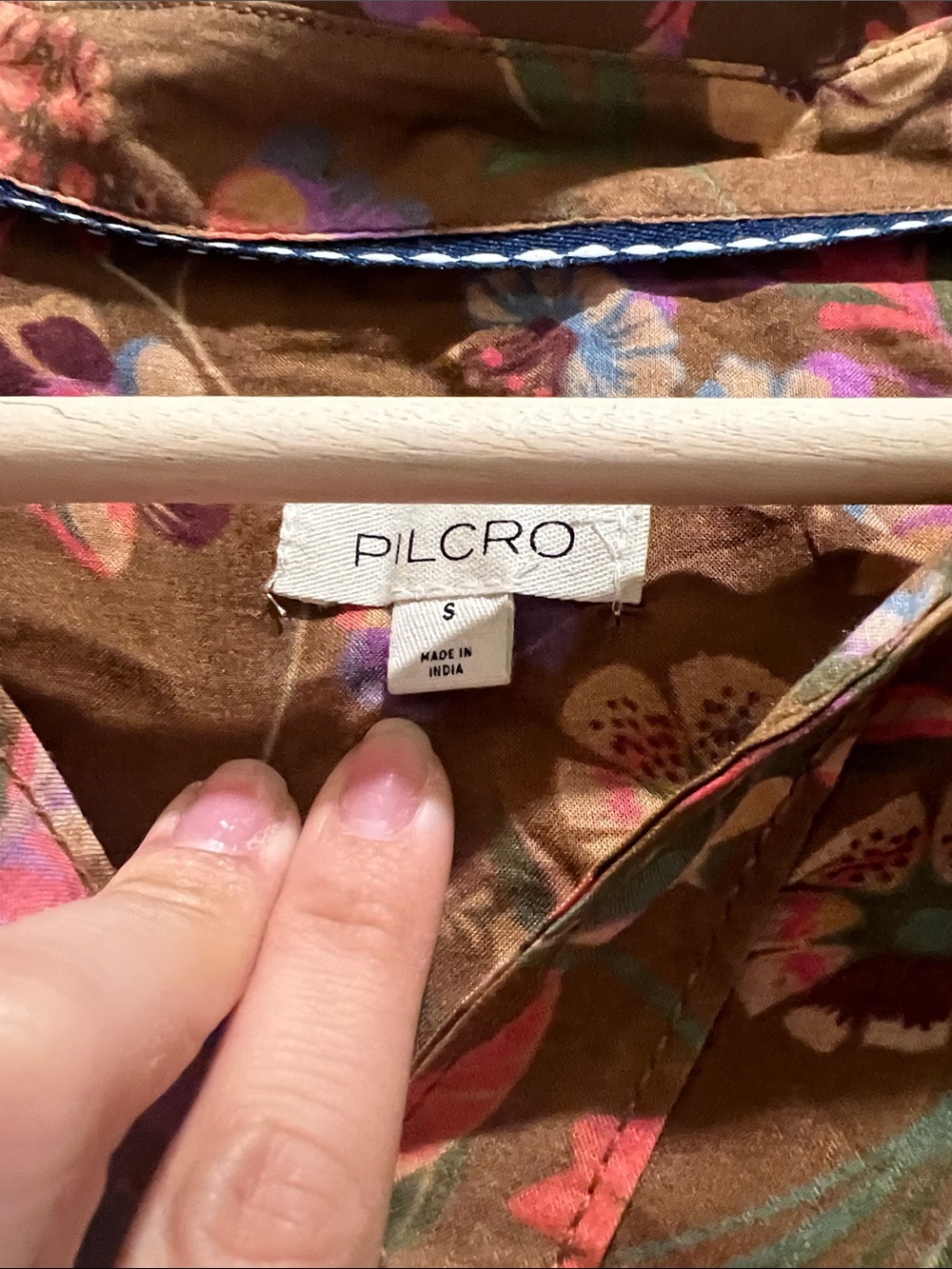 Pilcro Brown Floral Button-Down Shirt with Pink Accents - Picture 3 of 6